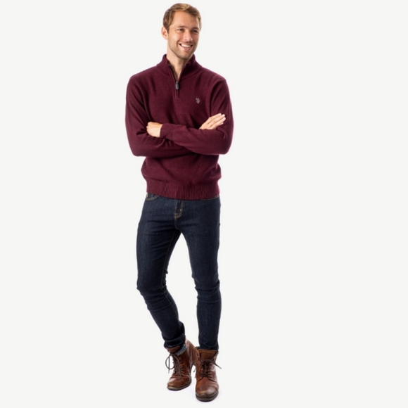 NWT US Polo Assn Pullover Quarter Zip High Neck Textured Sweater Faux Sherpa* - Picture 13 of 14